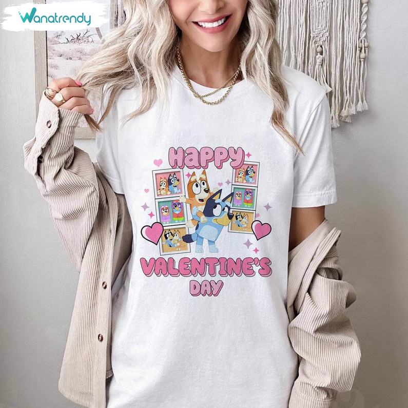 Cool Design Bluey Valentine Shirt, Happy Valentine's Day Tee Tops Long ...