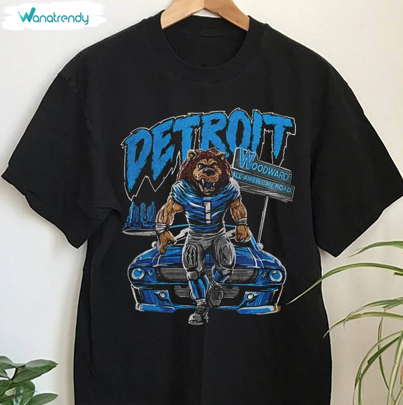 New Rare Detroit Lions Shirt, Groovy Lion Long Sleeve Short Sleeve