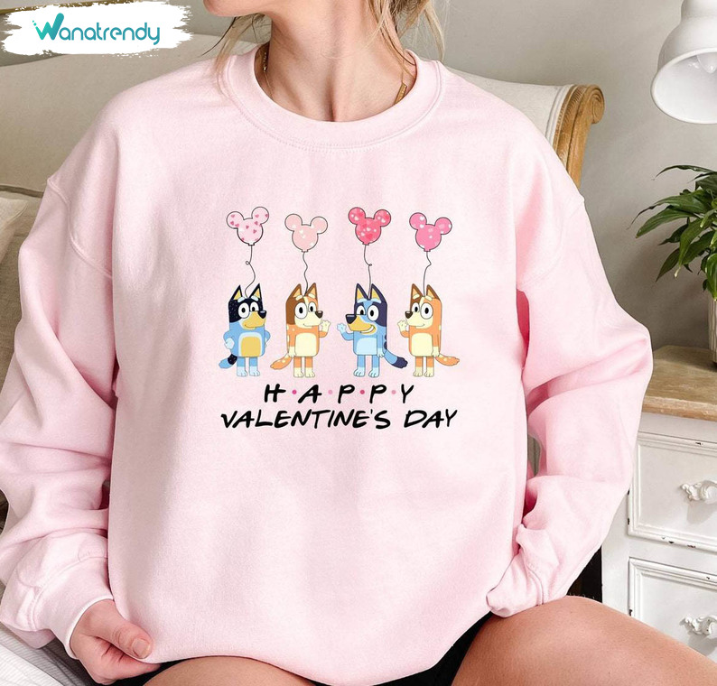 Bluey Dog And Friends Valentine Day Sweatshirt , Neutral Bluey Valentine Shirt Tank Top