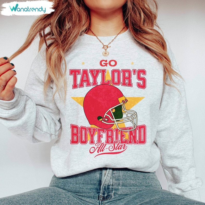 New Rare Go Taylor's Boyfriend Sweatshirt, Comfort Football Long Sleeve Tee Tops