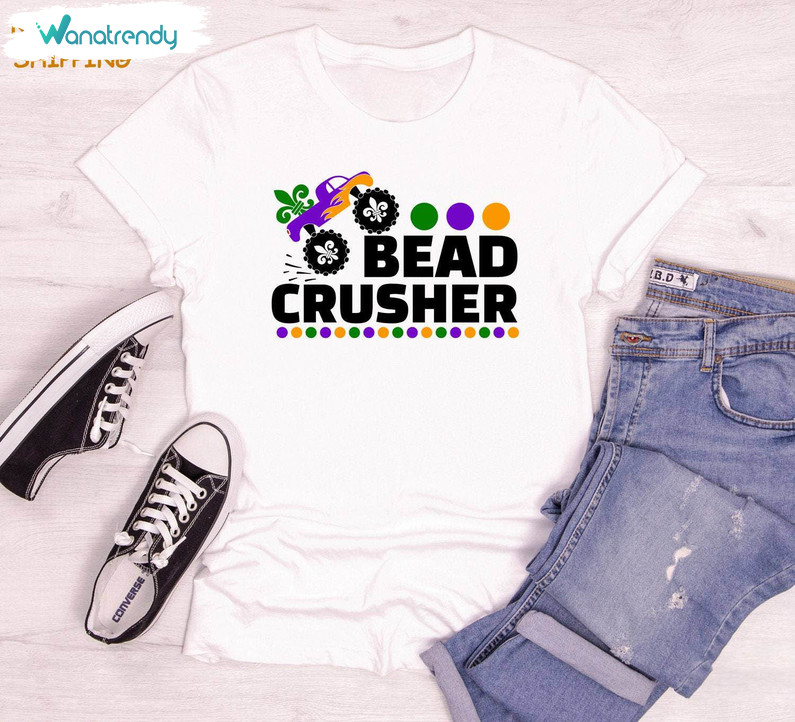 New Rare Beads Crusher Mardi Gras Shirt, Mardi Gras Monster Truck Hoodie Tee Tops