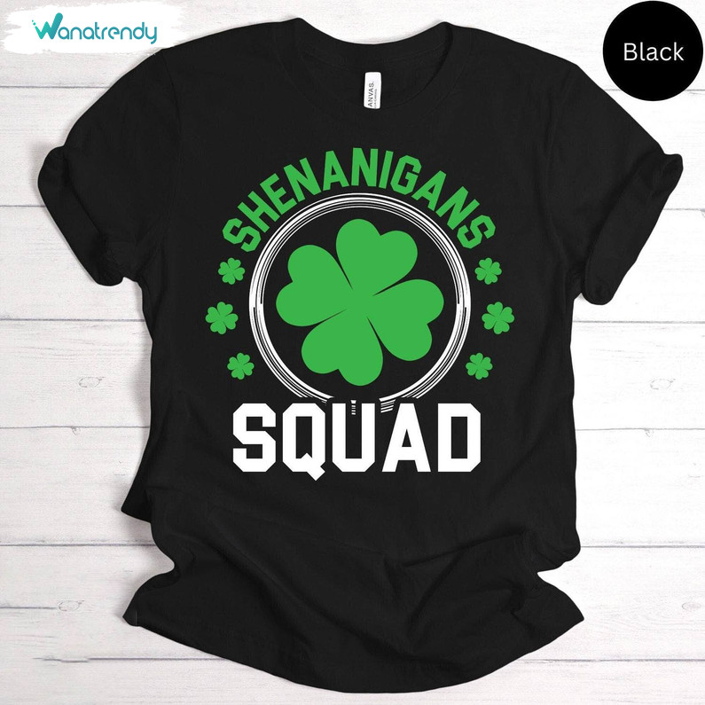 Cool Design Shenanigans Squad Shirt, Trendy Saint Patrick's Day Sweater Short Sleeve