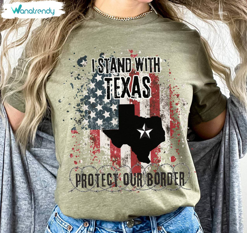Limited I Stand With Texas Shirt, Neutral Protect Our Border Unisex Hoodie Crewneck