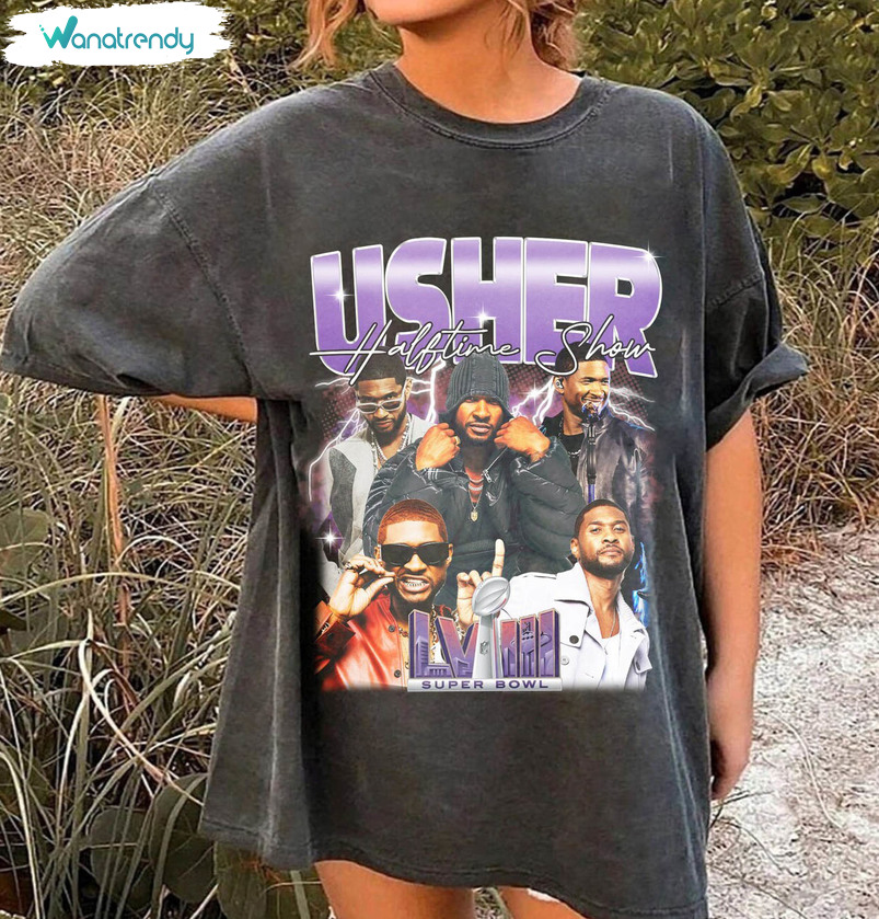 Cool Design Usher Superbowl Shirt, Funny Rapper Usher Short Sleeve Crewneck