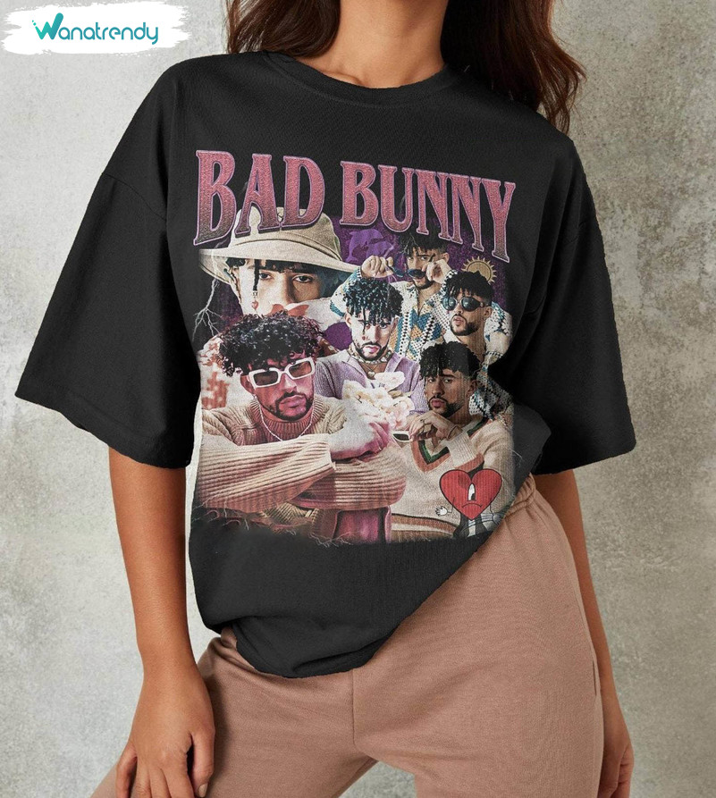 Bad Bunny Funny Shirt. Vintage Music Short Sleeve Tee Tops