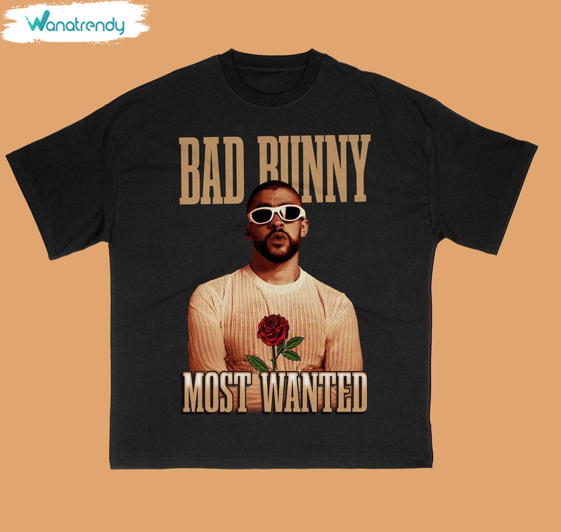 Bad Bunny Most Wanted Shirt, Bad Bunny Graphic Long Sleeve Hoodie
