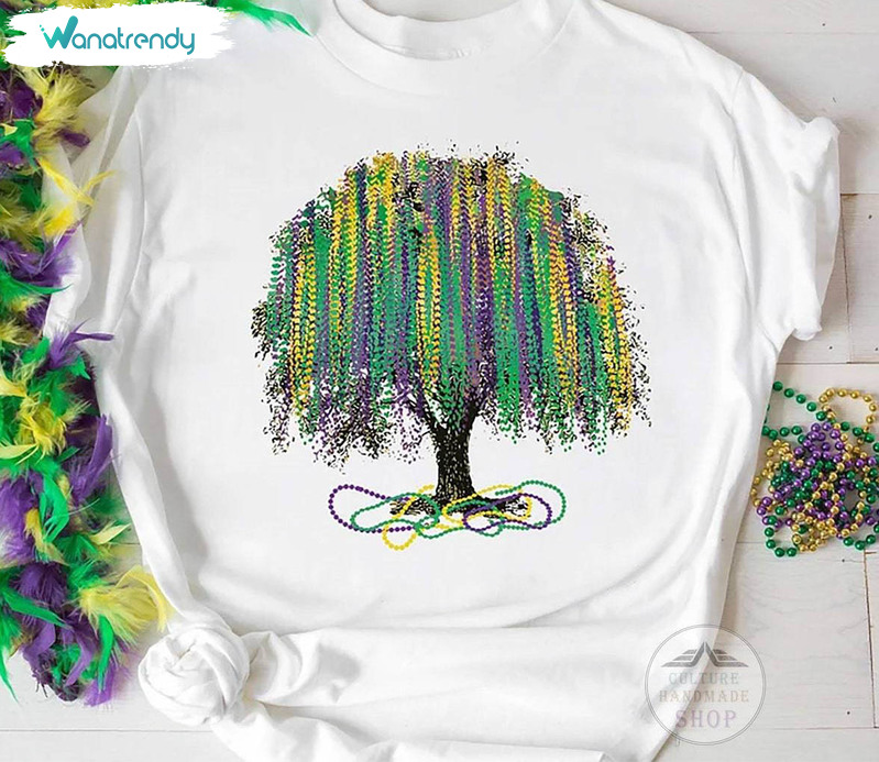 Watercolor Mardi Gras Bead Tree Trendy Crewneck Sweatshirt Hoodie