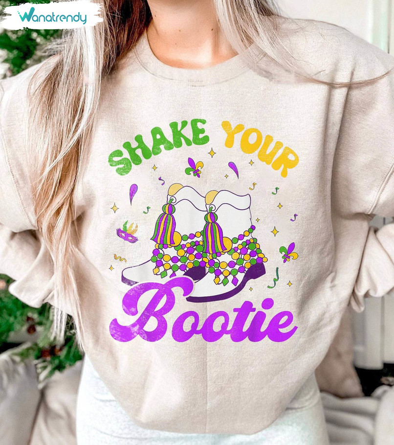 Shake Your Bootie Mardi Gras Shirt, Louisiana Mardi Gras Short Sleeve Long Sleeve
