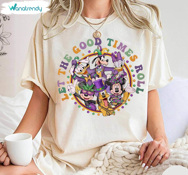 Disney Mardi Gras Let The Good Times Roll Shirt, Mickey And Friend Unisex Hoodie Tee Tops