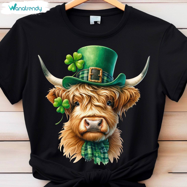 Limited St Patrick's Day Highland Cow Shirt, Funny Lucky Sweatshirt Sweater