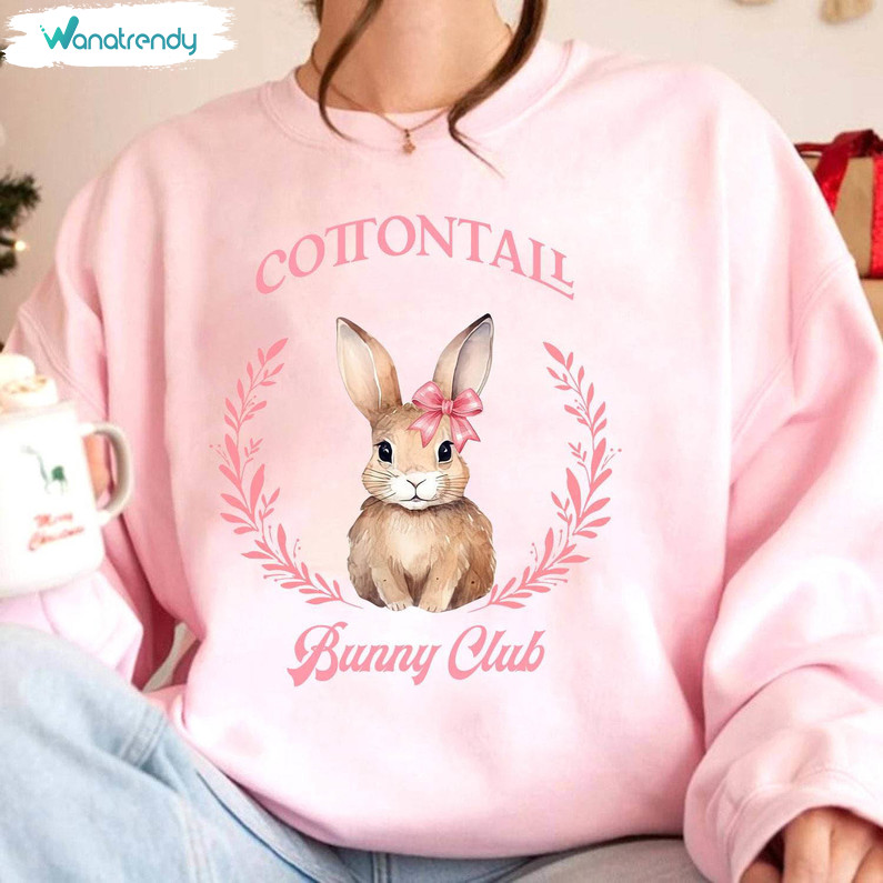 Coquette Bunny Shirt, Pink Bow Easter Vintage Crewneck Sweatshirt Tee Tops
