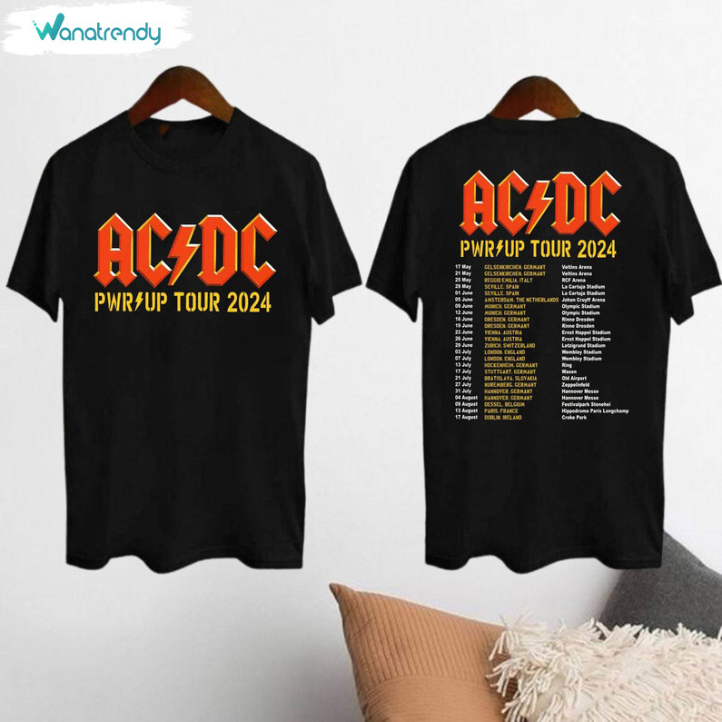 Funny Acdc Band Shirt, Rock Band Acdc Tour 2024 Short Sleeve Long Sleeve