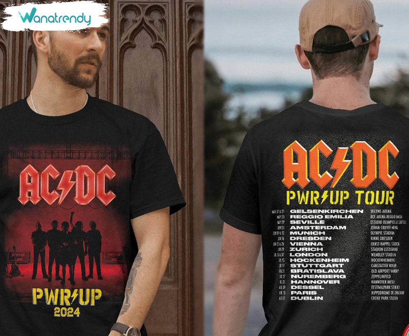 Creative Acdc Band Shirt, Rock And Roll Acdc Tour 2024 Short Sleeve Crewneck
