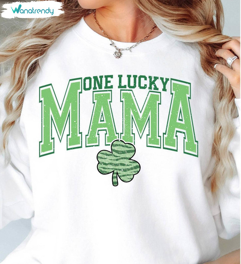 One Lucky Mama Vintage Shirt, Shamrock Clover Long Sleeve Hoodie