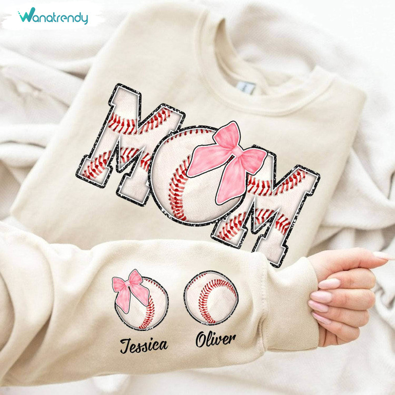 Baseball Mom Coquette Bow Shirt, Pink Bow Short Sleeve Long Sleeve