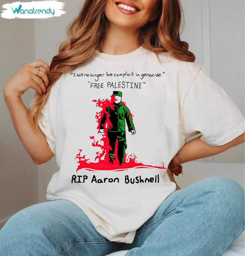 Aaron Bushnell Shirt, Support Palestine Long Sleeve Sweater