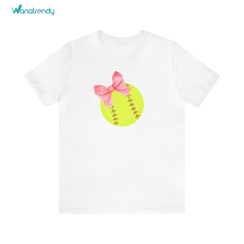 Softball Ball And Bow Shirt, Softball Coquette Sweater T-Shirt