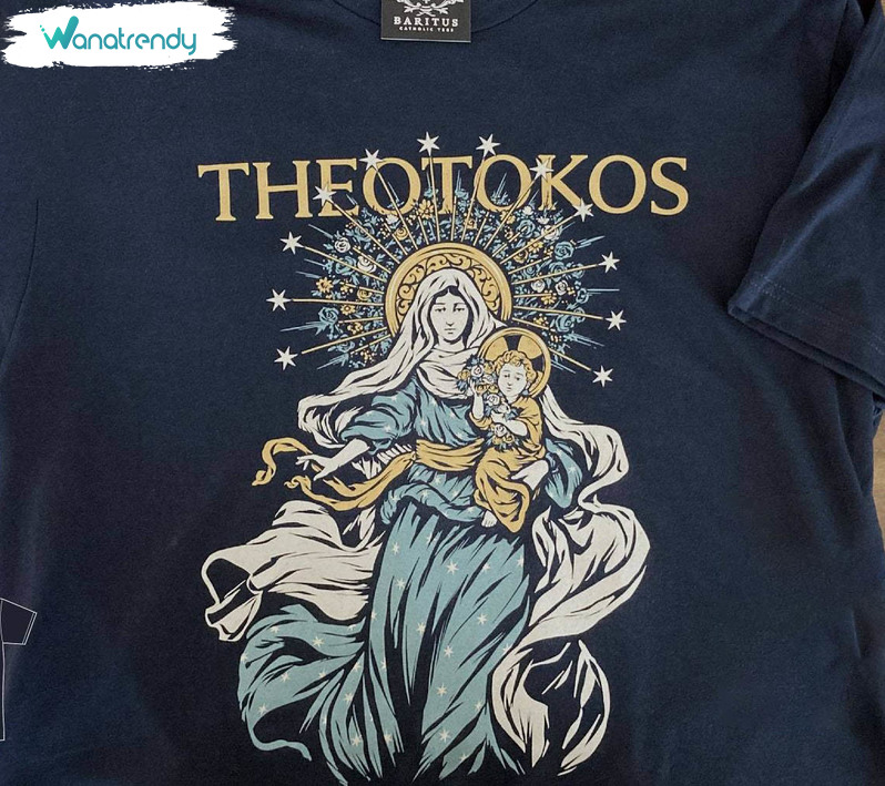 Retro Theotokos Adult Shirt, Christian Style Unisex Hoodie Tank Top