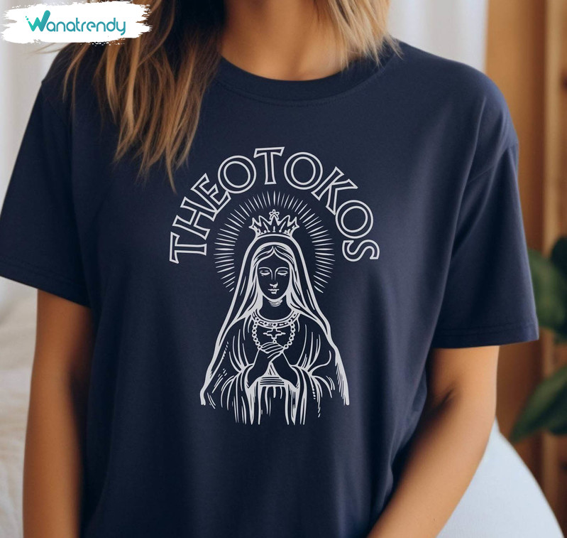 Groovy Theotokos Shirt, Creative Christian Style Hoodie Short Sleeve