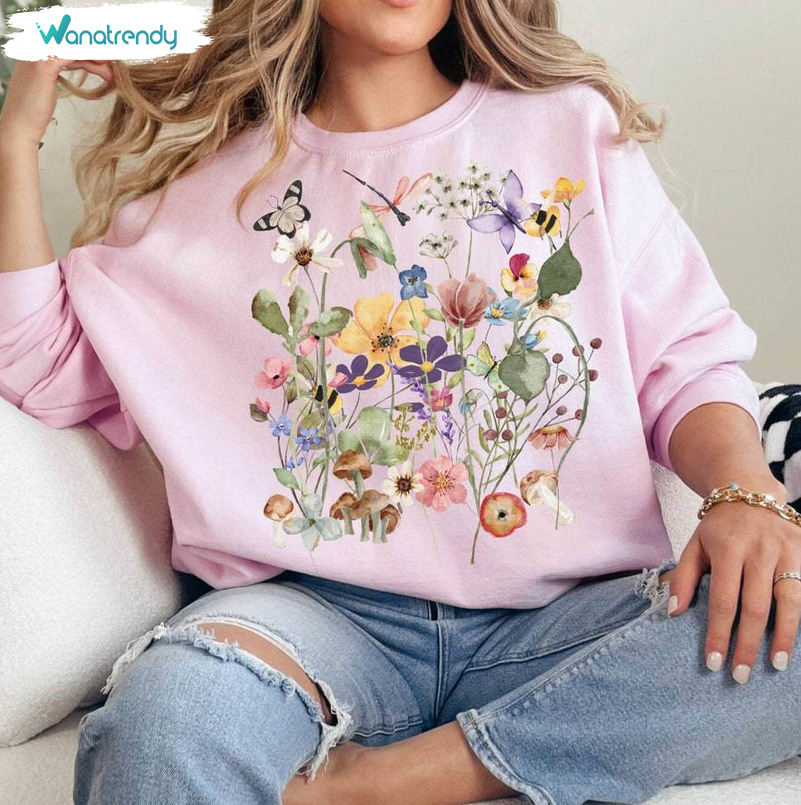 Vintage Botanical Floral Sweatshirt, Flowers Lovers Shirt Hoodie