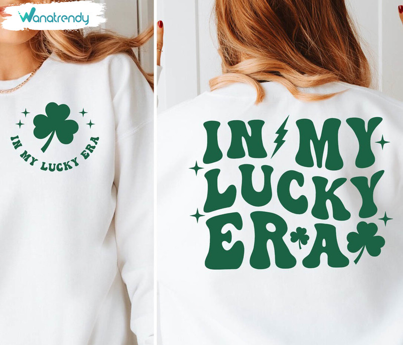 Groovy In My Lucky Era Shirt, Trendy St. Patrick's Day Tee Tops Hoodie