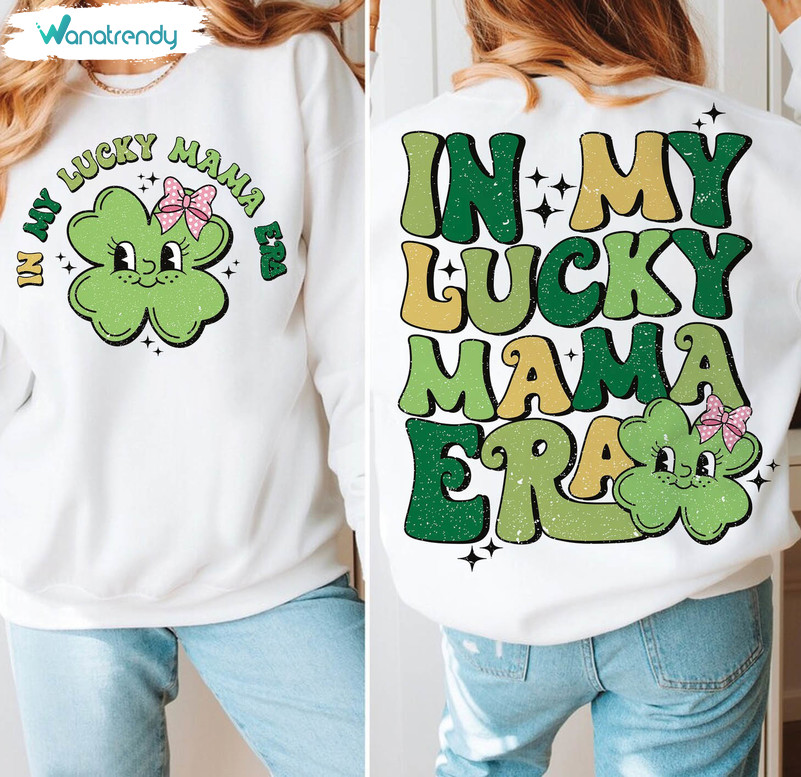 Cute In My Lucky Mama Era Shirt, Retro St. Patrick's Sweater Tank Top