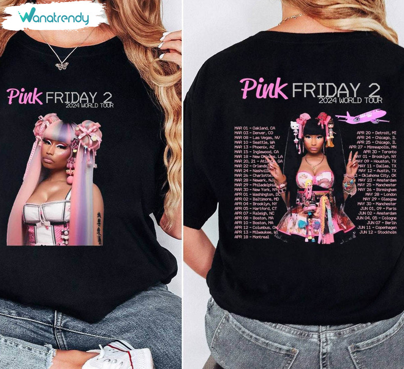 Nicki Minaj 2 Sided Shirt, Pink Friday 2 Tour Sweater Long Sleeve