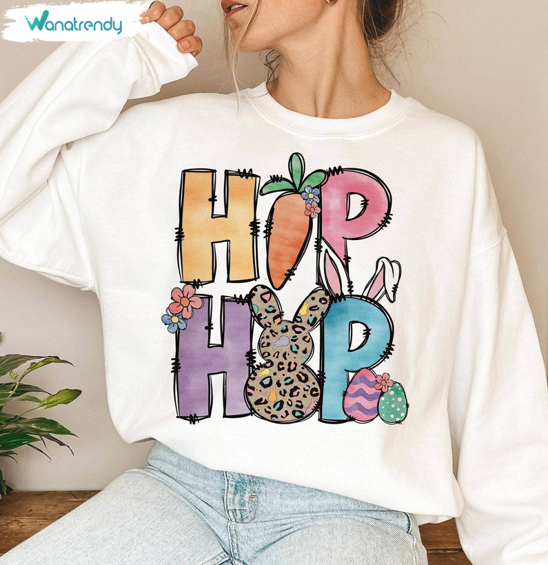 Retro Hip Hop Bunny Shirt, Easter Tee Tops Hoodie