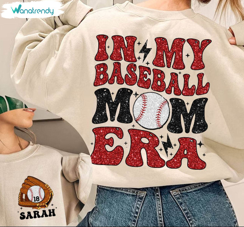 In My Baseball Mom Era Sweatshirt, Baseball Numbers Long Sleeve Tee Tops