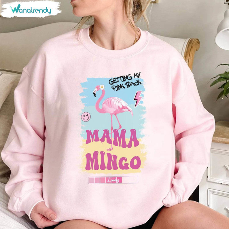 Getting My Pink Back Mama Flamingo Shirt, Retro Short Sleeve Sweater