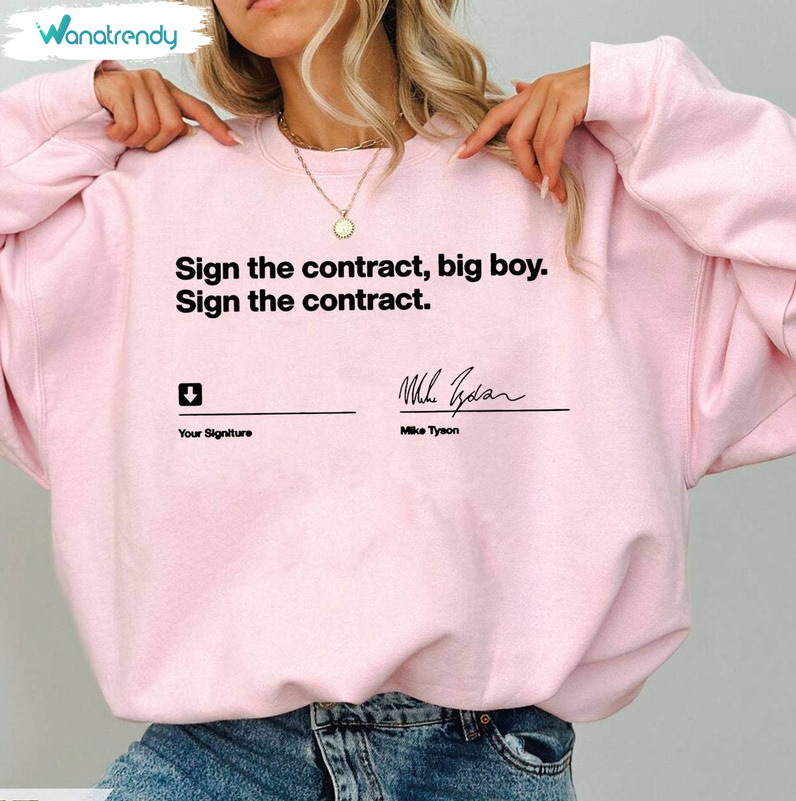 Sign The Contract Big Boy Shirt, Trendy Short Sleeve Tee Tops