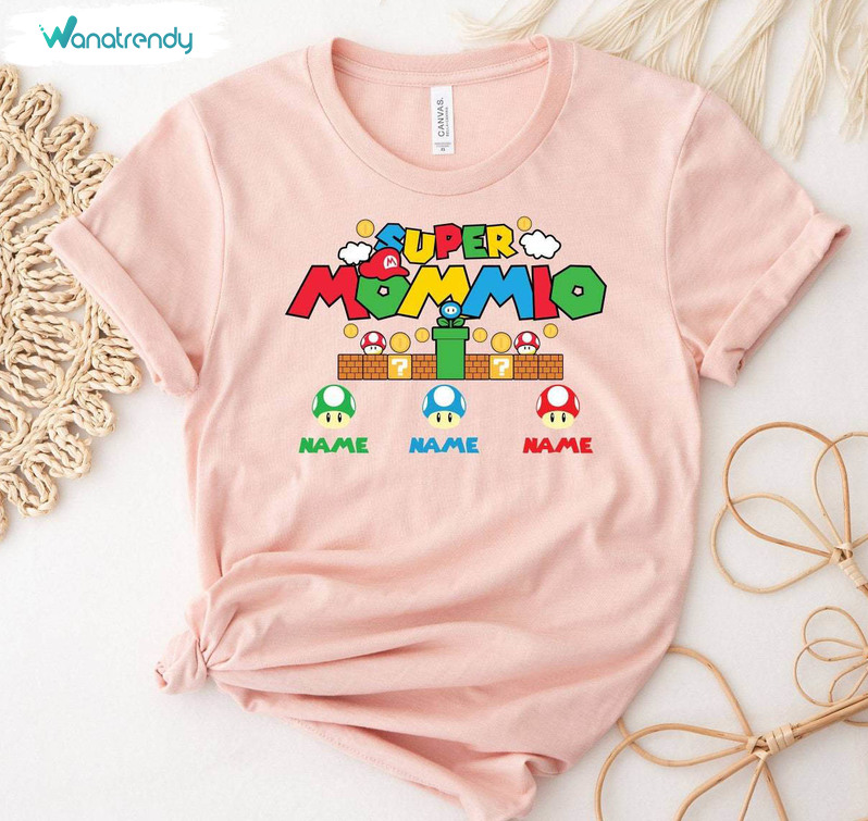 Personalized Super Mommio Shirt, Custom Kids Name Mom Sweater T-Shirt