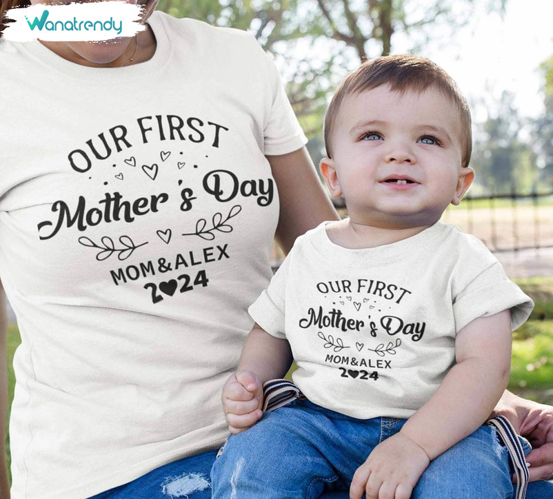 Matching Personalised Our First Mother S Day Shirt, Mummy And Me Tee Tops Hoodie