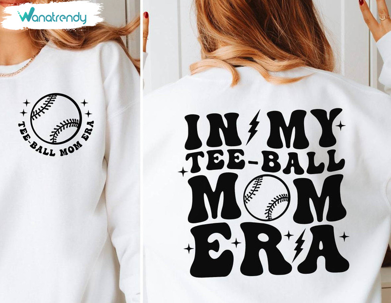 In My Tee Ball Mom Era Cute Shirt, Retro Groovy Sports Tee Tops Hoodie
