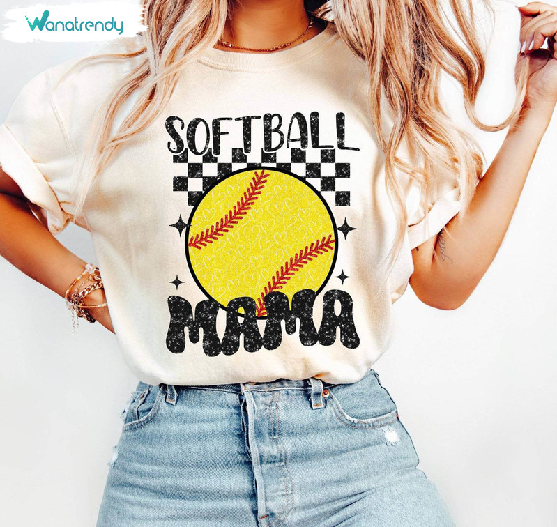 Retro Softball Mama Shirt, Softball Mother's Day Long Sleeve Sweater