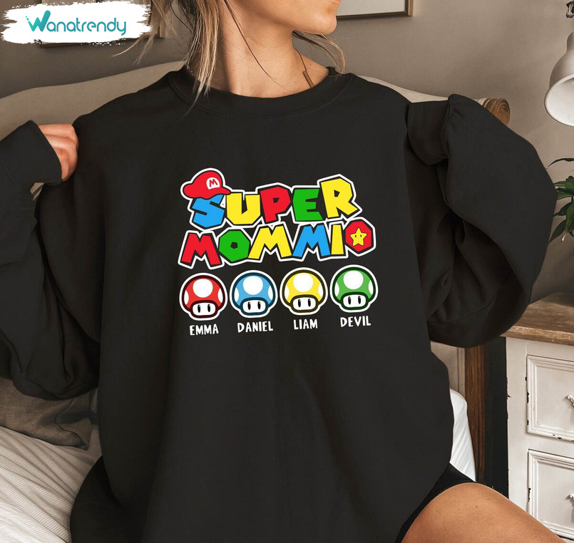 Personalization Super Mommio Shirt, Matching Super Mom Crewneck Sweatshirt Sweater