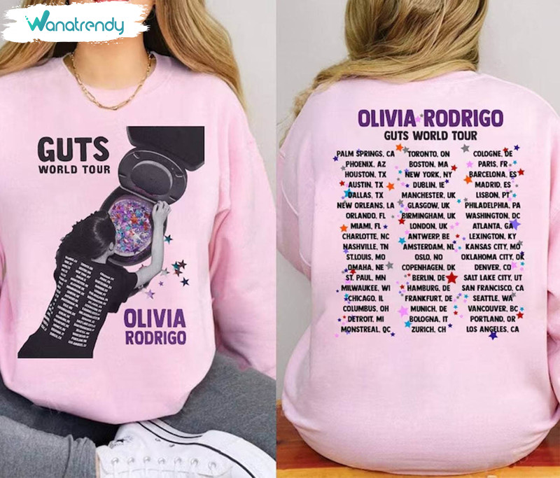 Olivia Rodrigo Guts World Tour Shirt, The Guts Tour 2024 Unisex Hoodie Short Sleeve