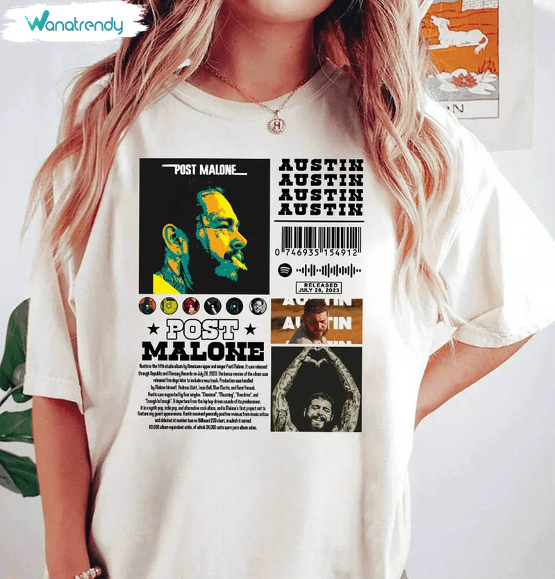 Post Malone Rap Music Shirt, Austin Album Rap Unisex Hoodie Short Sleeve