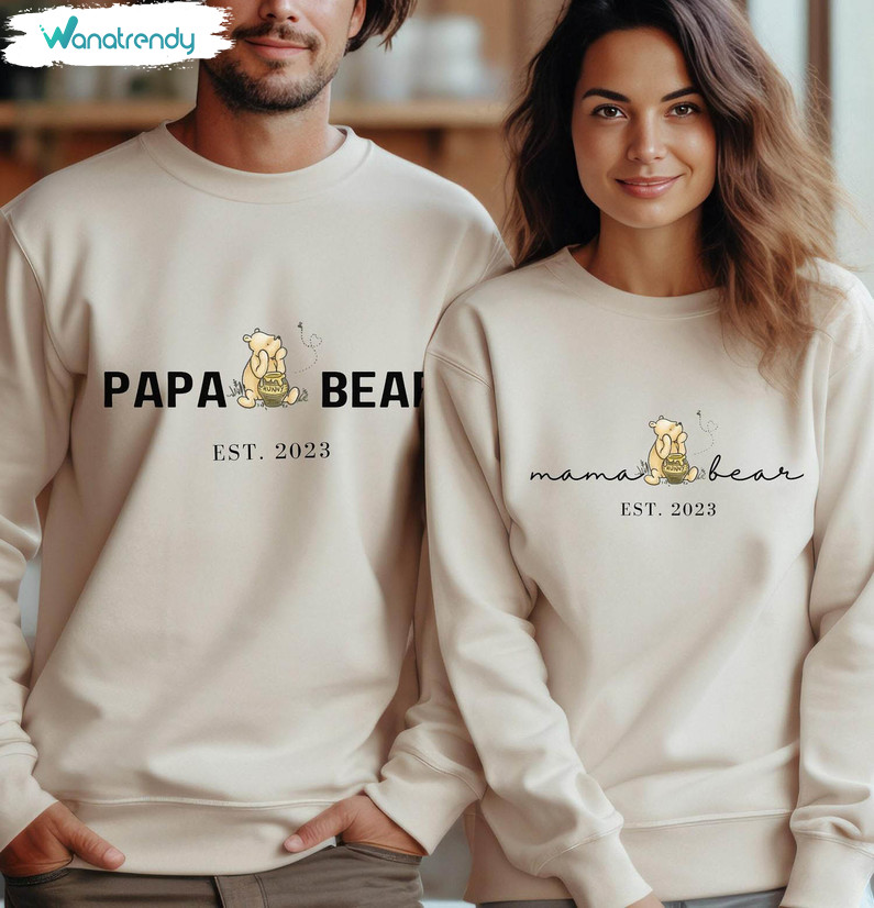 Mama Bear Papa Bear Shirt, Set Winnie The Pooh Long Sleeve Sweater