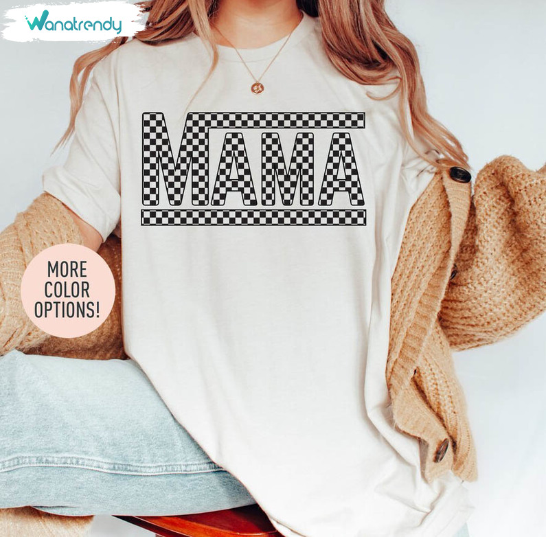 Mama Checkered Funny Shirt, Mothers Day Crewneck Sweatshirt Long Sleeve