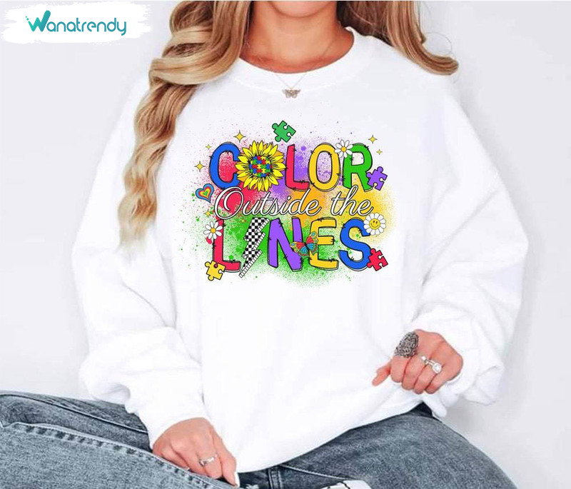 Outside The Lines Autism Shirt, Autism Awareness Sweater Hoodie