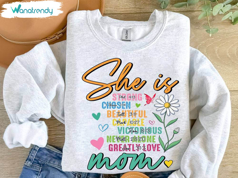 She Is Mom Shirt, Retro Flowers Mother Long Sleeve Tee Tops