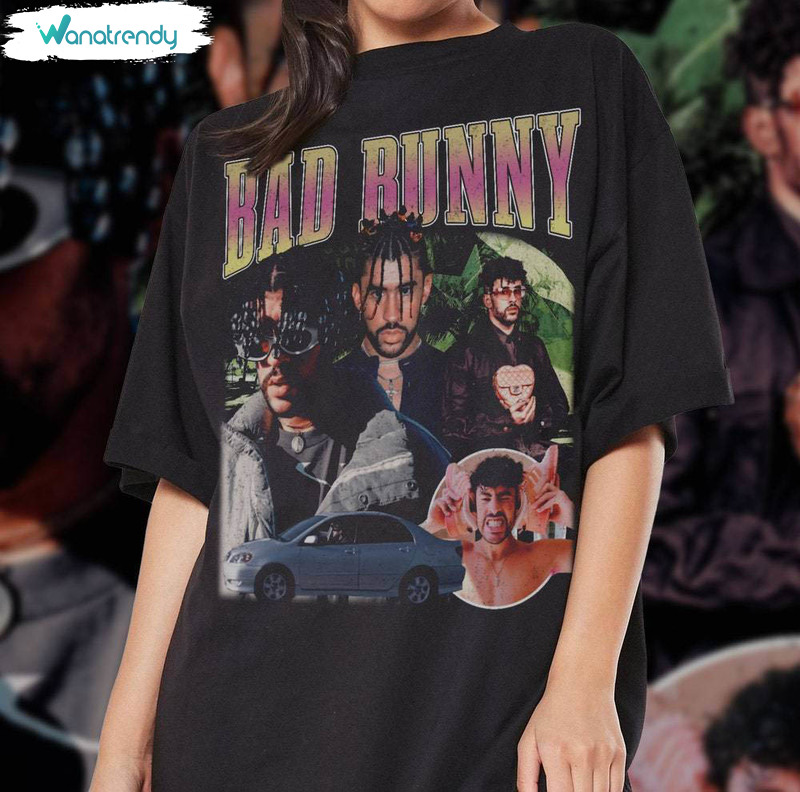 Retro Bad Bunny Music Shirt, Bad Bunny Un Verano Crewneck Sweatshirt Tee Tops