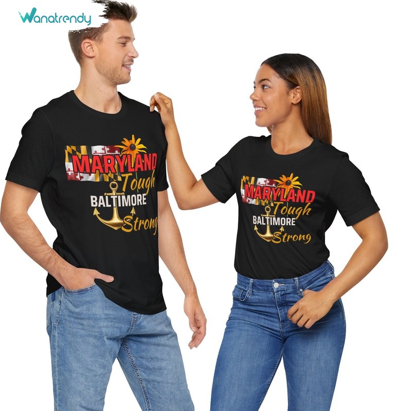 Maryland Tough Baltimore Trendy Shirt, Vintage Long Sleeve Tee Tops