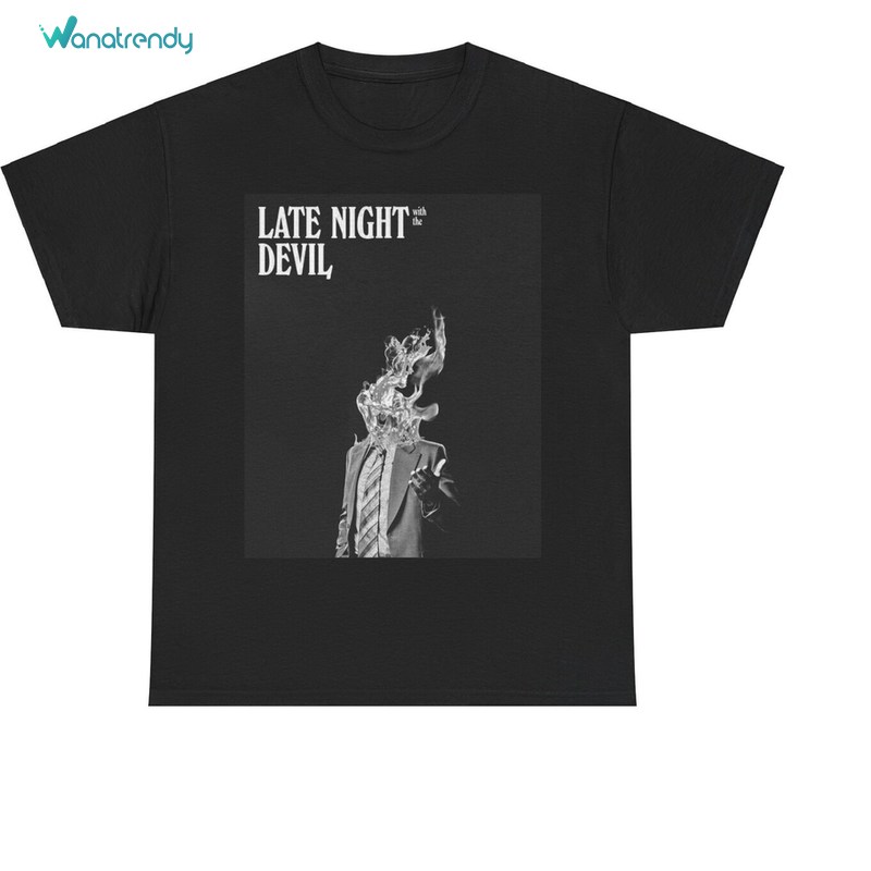 Late Night With The Devil Shirt, Unisex Heavy Cotton Unisex T Shirt Short Sleeve