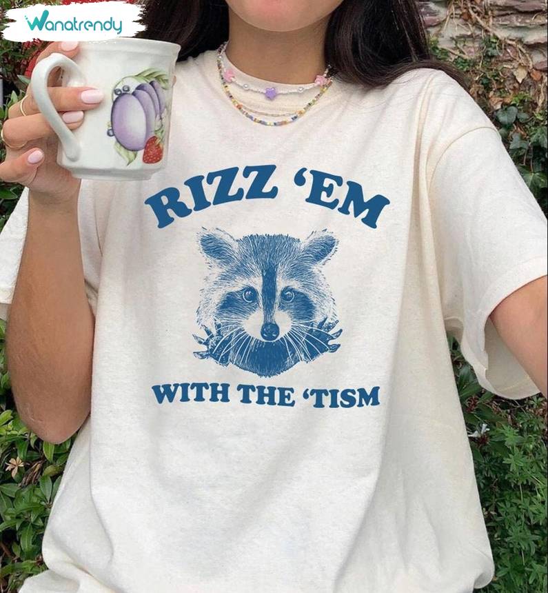 Cute Rizz Em With The Tism Shirt, Cute Squirrel In Simple Color Tee Tops T-Shirt