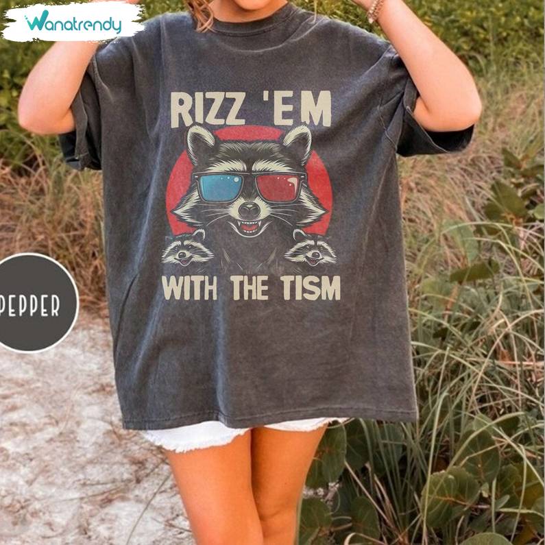 Retro Rizz Em With The Tism Shirt, Funny Raccoon Graphic Autism T-Shirt Tank Top
