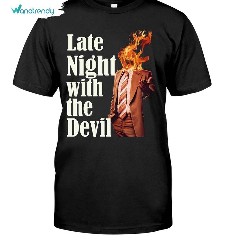 Late Night Movie With The Devil Shirt, Show Horror Movie Short Sleeve Tee Tops