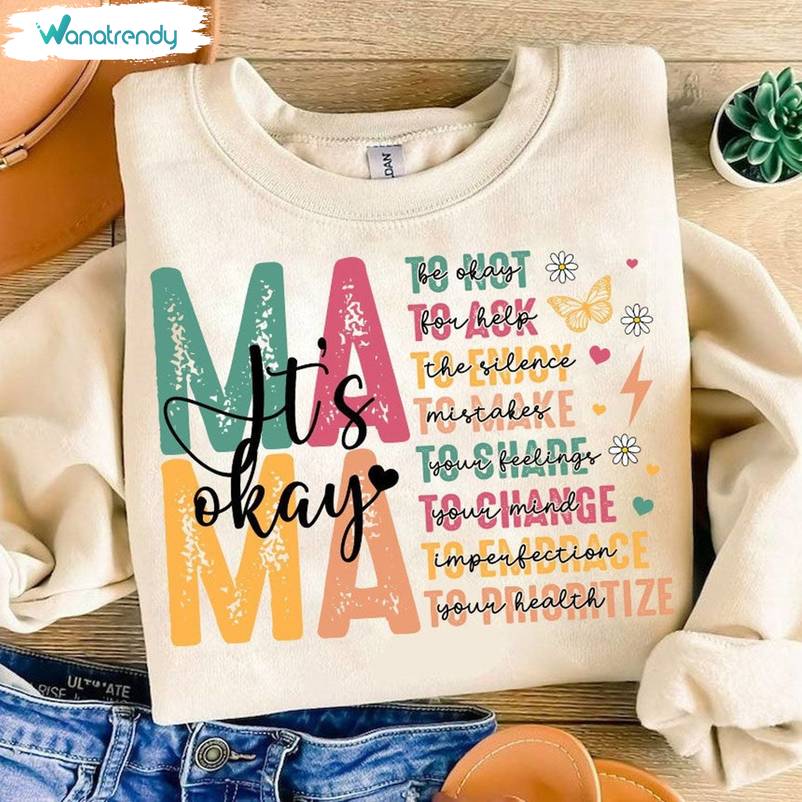 Retro Mama It's Okay Shirt, Digital File Sublimation Design Unisex Hoodie Tee Tops