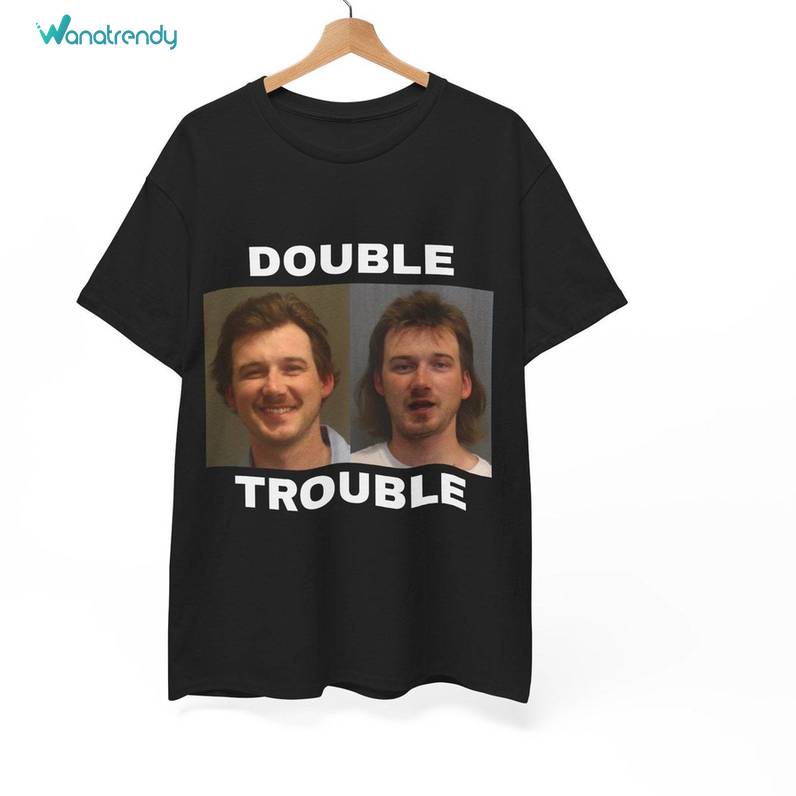 Neutral Morgan Wallen Mugshot Shirt, Double Trouble Short Sleeve Hoodie Gifts For Fans